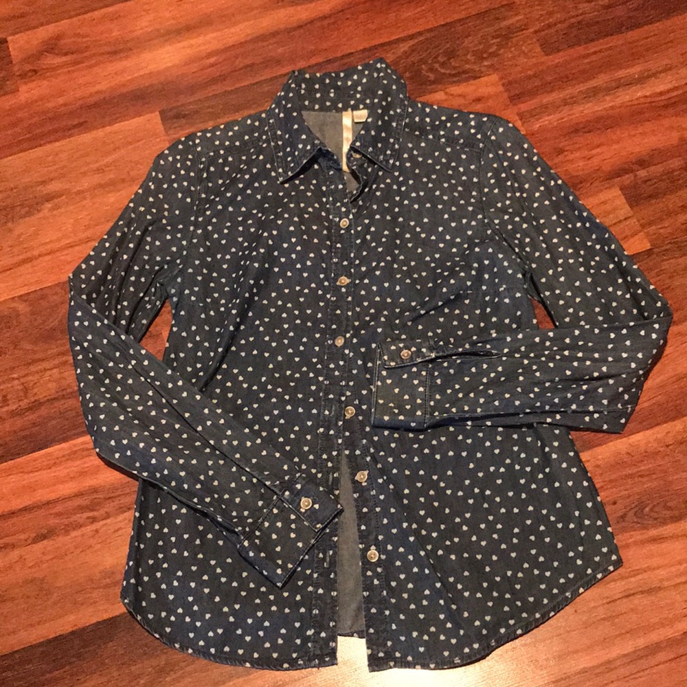 Denim button down top
